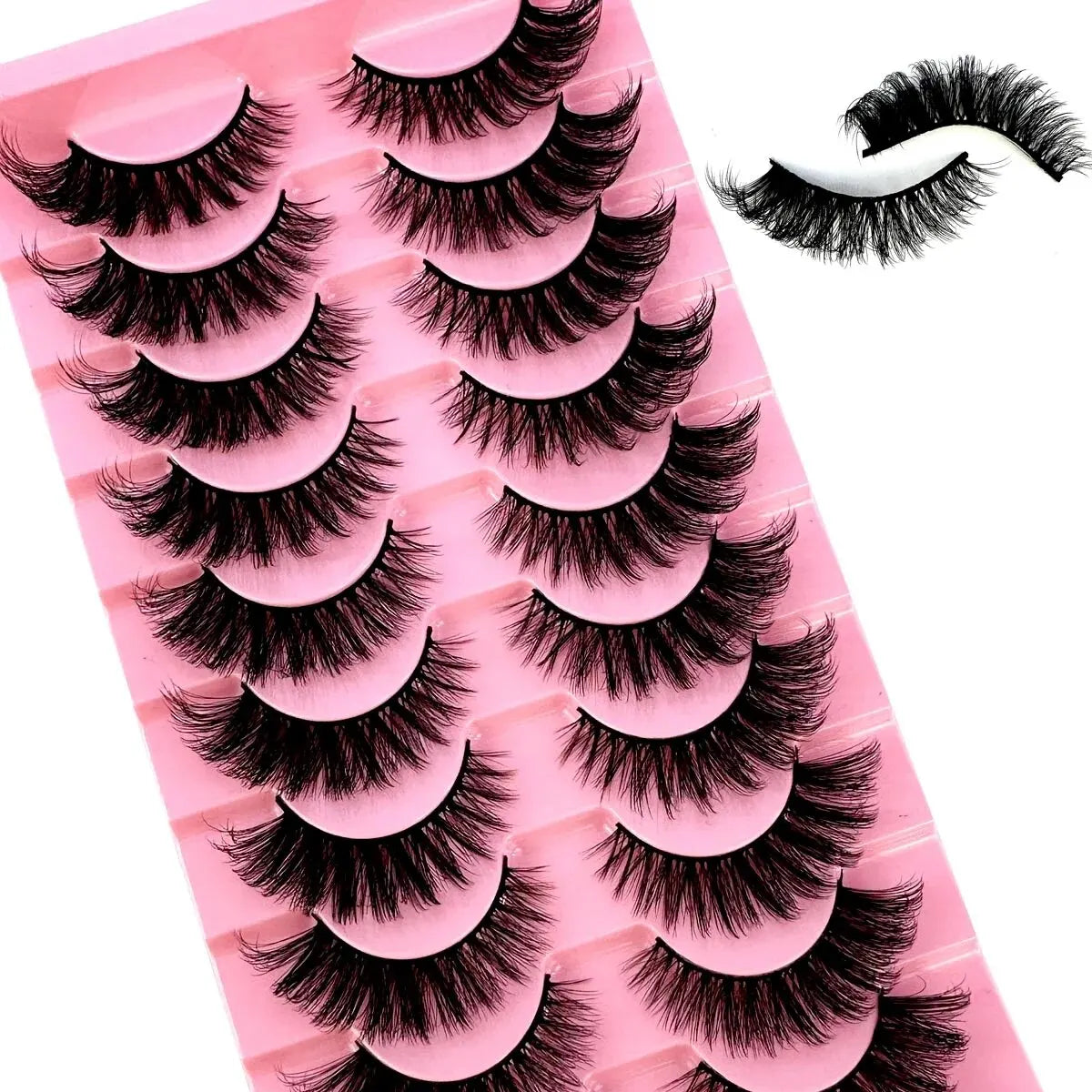 10 Pairs 8D Wispy Cat Eye Faux Mink False Eyelashes Long Thick Volume Dramatic Natural Looking Strip Lashes Pack