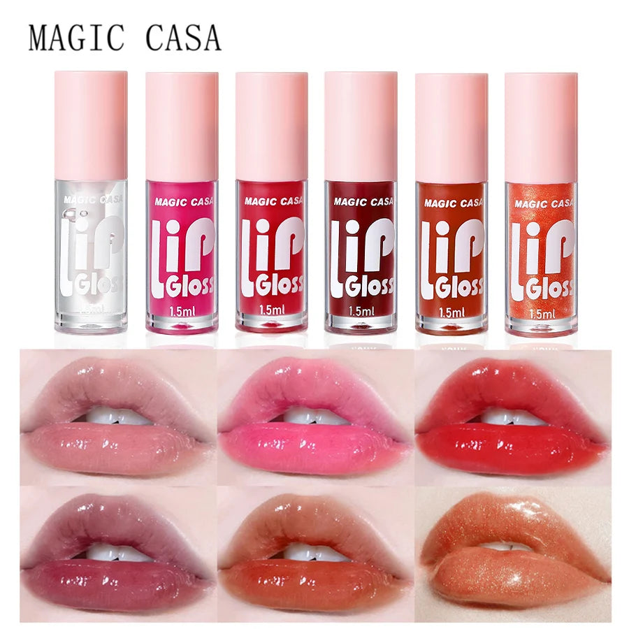 MAGIC CASA 6pcs/set Hydrating Jelly Lip Oil Set - Long-Lasting Moisturizing Smooth Shimmering Lip Gloss Combo Full Size 3.5g Each