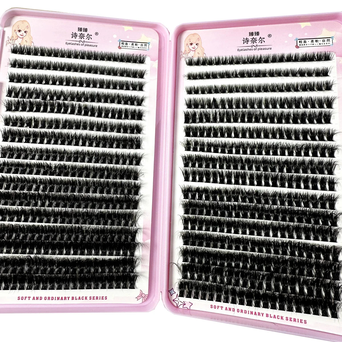 570/640pcs Individual Cluster Eye Lashes Thick Fluffy 30D/100D Mix Length DIY Winged False Eyelashes Synthetic Hair 1cm-1.5cm