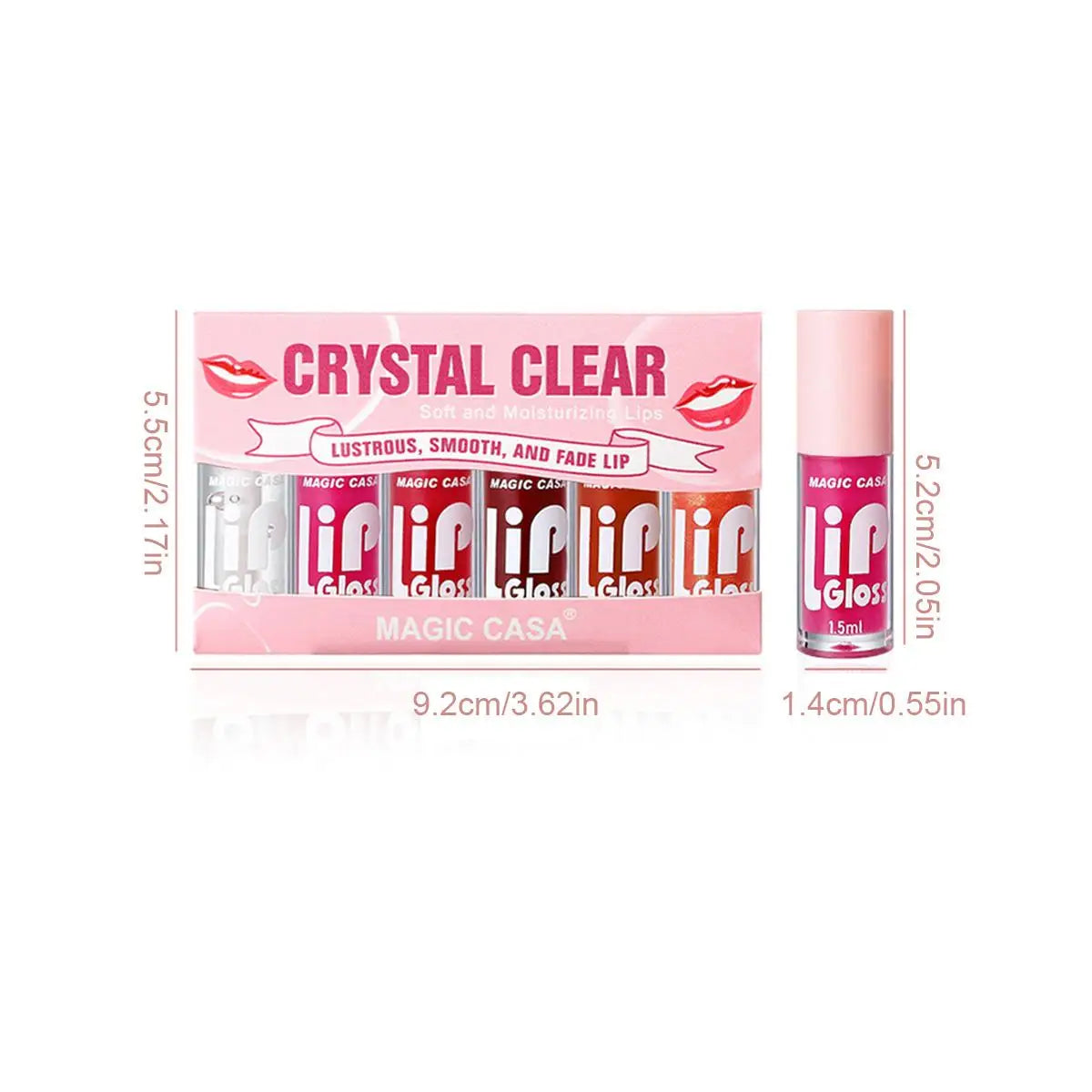 MAGIC CASA 6pcs/set Hydrating Jelly Lip Oil Set - Long-Lasting Moisturizing Smooth Shimmering Lip Gloss Combo Full Size 3.5g Each