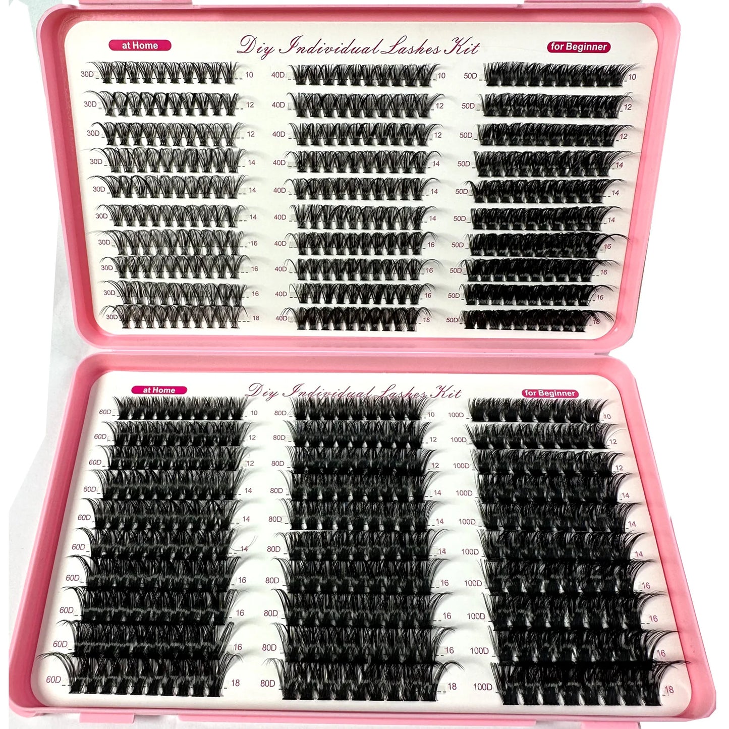 570/640pcs Individual Cluster Eye Lashes Thick Fluffy 30D/100D Mix Length DIY Winged False Eyelashes Synthetic Hair 1cm-1.5cm