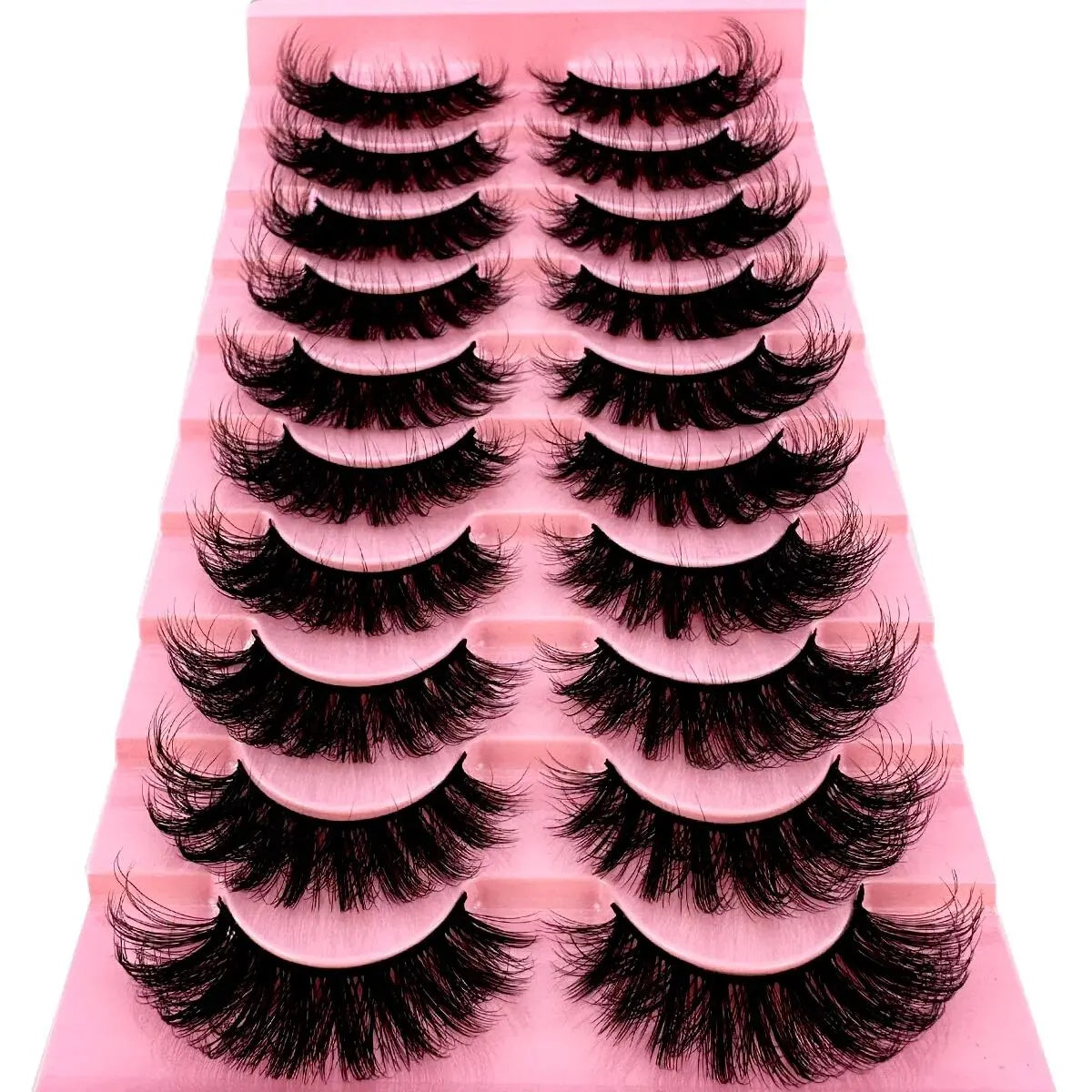 10 Pairs 8D Wispy Cat Eye Faux Mink False Eyelashes Long Thick Volume Dramatic Natural Looking Strip Lashes Pack