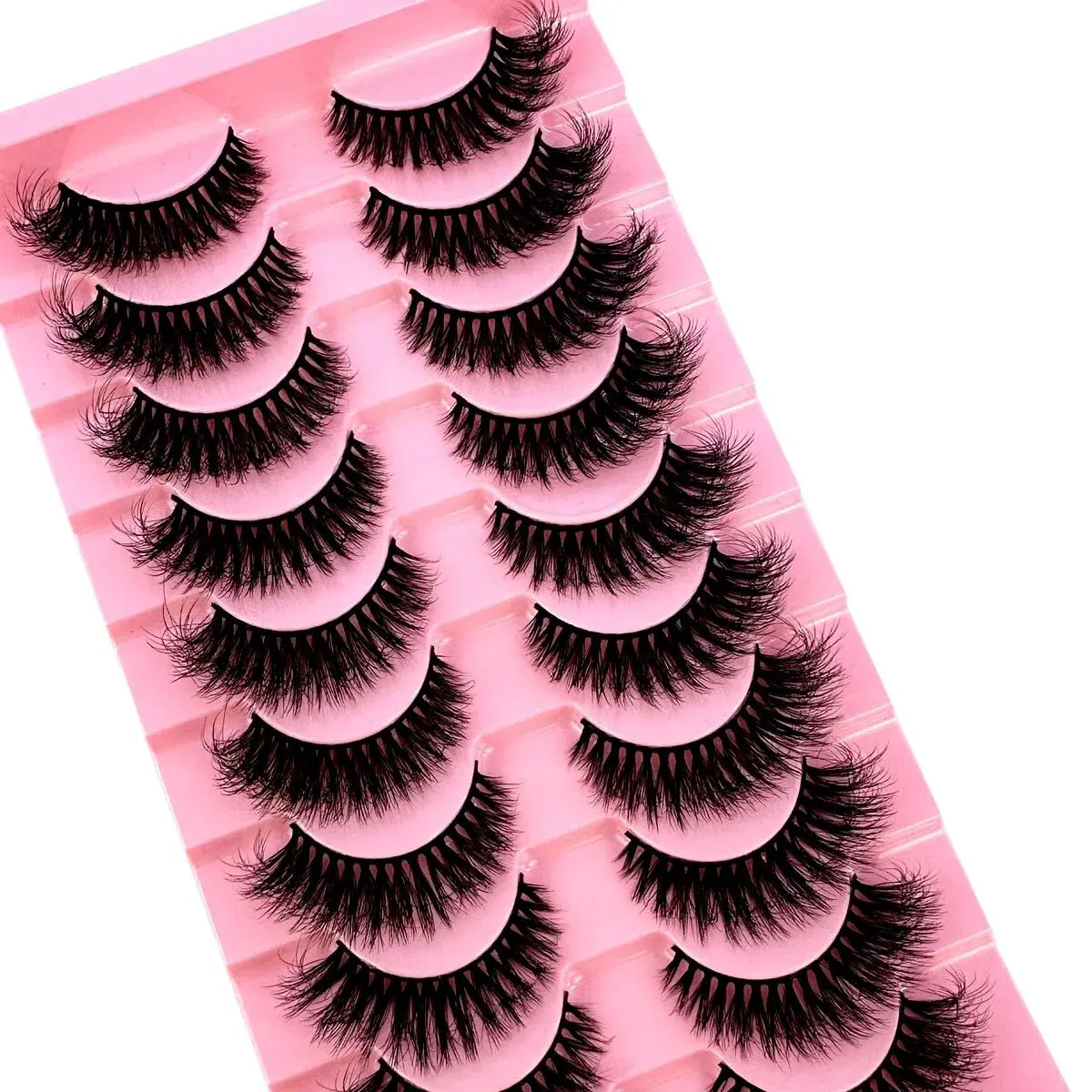 10 Pairs 8D Wispy Cat Eye Faux Mink False Eyelashes Long Thick Volume Dramatic Natural Looking Strip Lashes Pack