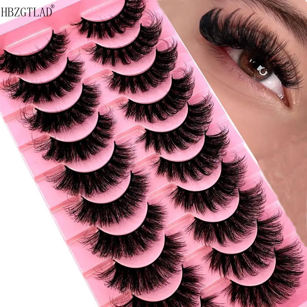 10 Pairs 8D Wispy Cat Eye Faux Mink False Eyelashes Long Thick Volume Dramatic Natural Looking Strip Lashes Pack