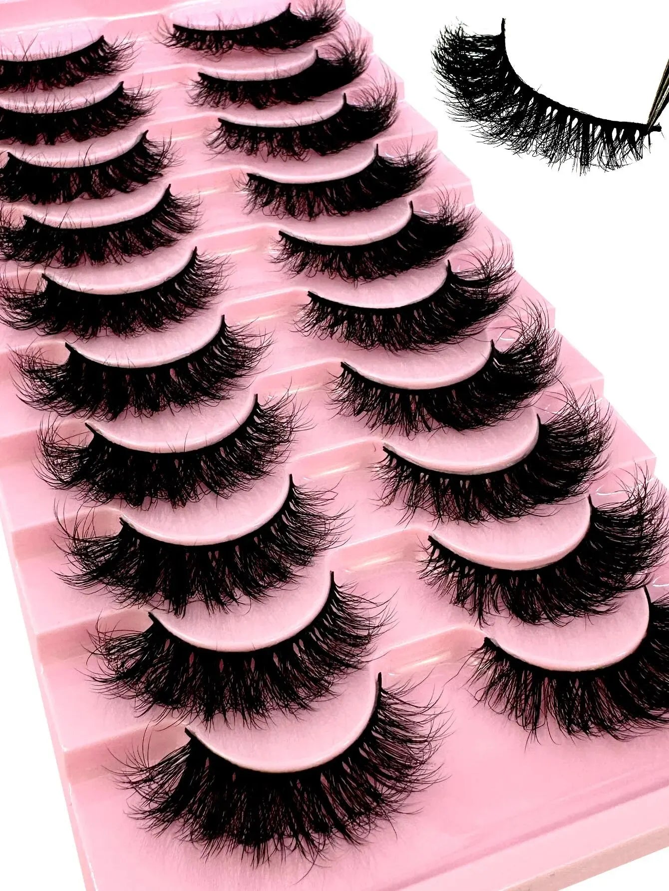 10 Pairs 8D Wispy Cat Eye Faux Mink False Eyelashes Long Thick Volume Dramatic Natural Looking Strip Lashes Pack