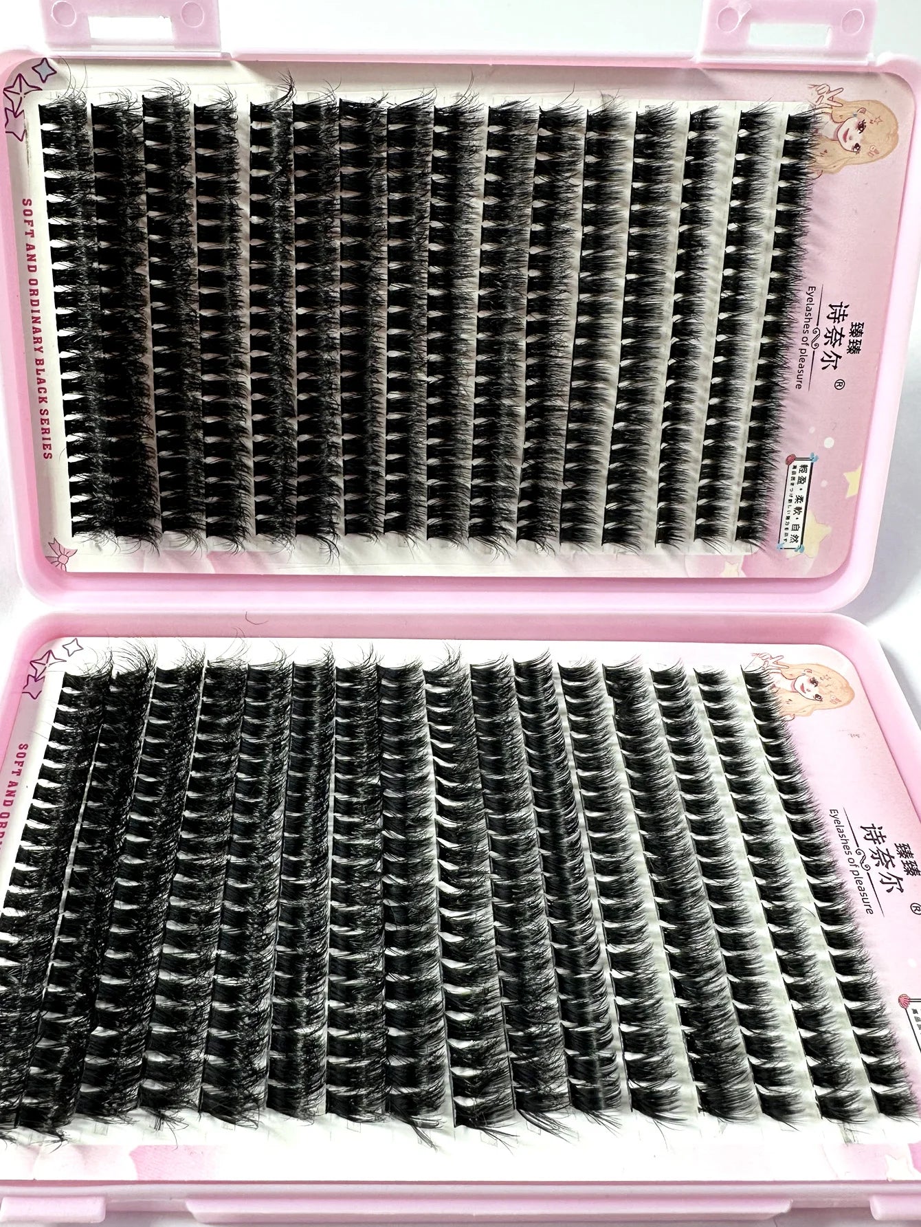 570/640pcs Individual Cluster Eye Lashes Thick Fluffy 30D/100D Mix Length DIY Winged False Eyelashes Synthetic Hair 1cm-1.5cm
