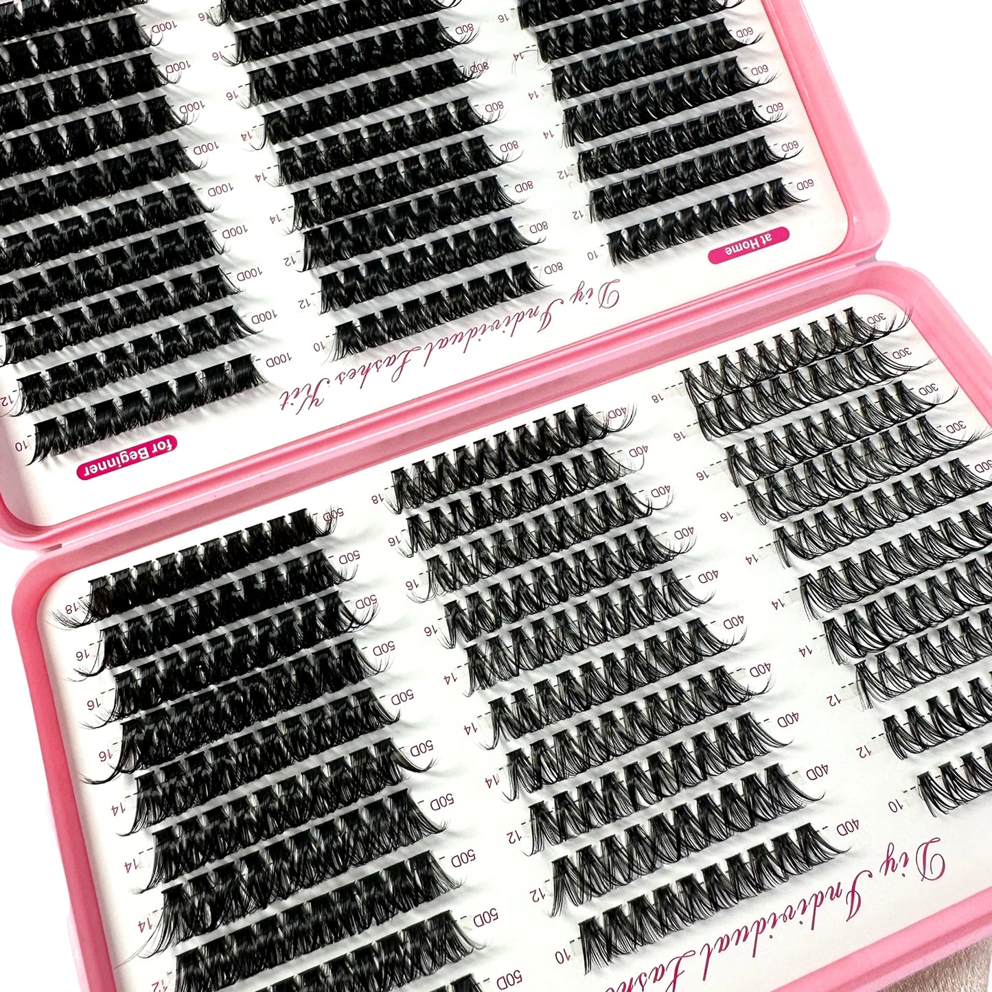 570/640pcs Individual Cluster Eye Lashes Thick Fluffy 30D/100D Mix Length DIY Winged False Eyelashes Synthetic Hair 1cm-1.5cm
